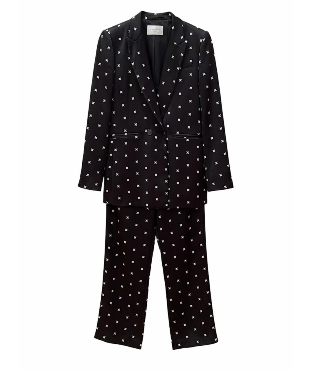 SANDRO Черный вискозный костюм с брюками, фото 1