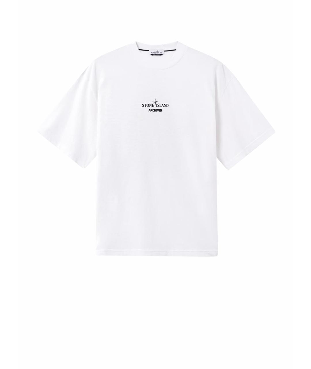 STONE ISLAND Белая хлопковая футболка, фото 1