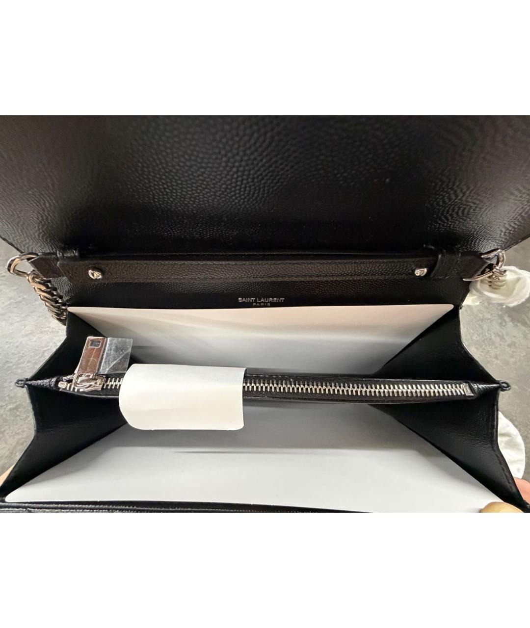 SAINT LAURENT Черная кожаная сумка через плечо, фото 4