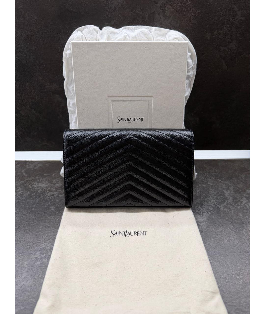 SAINT LAURENT Черная кожаная сумка через плечо, фото 3