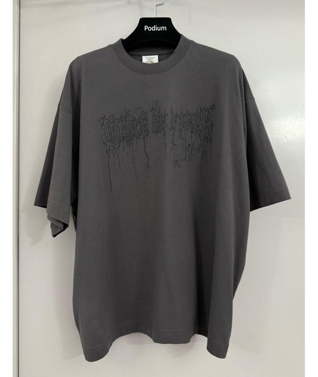 VETEMENTS Антрацитовая хлопковая футболка, фото 5