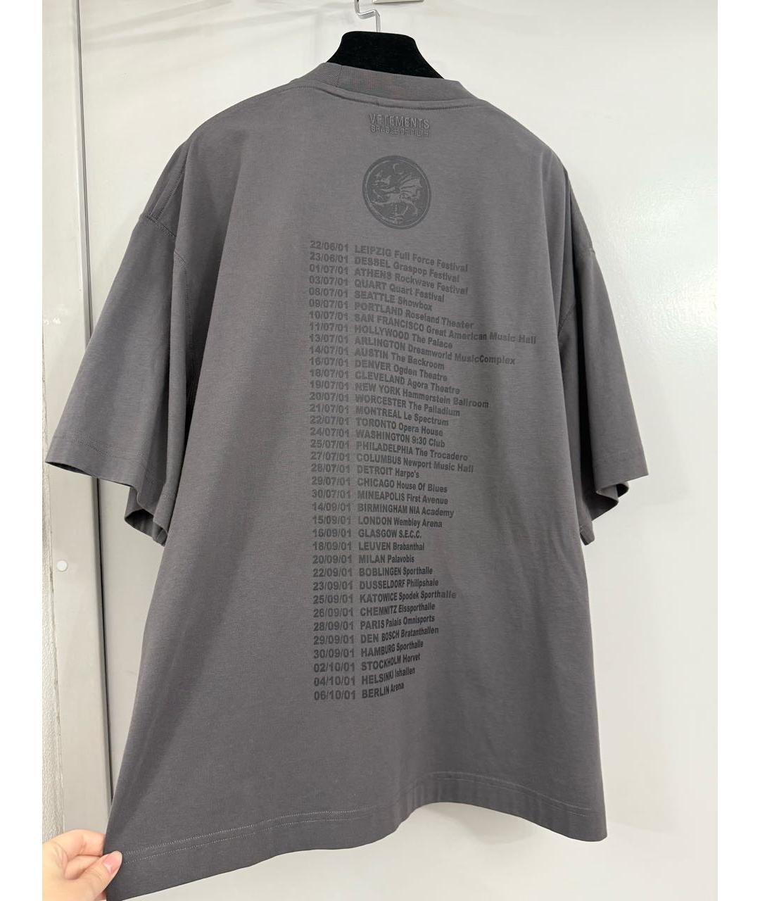 VETEMENTS Антрацитовая хлопковая футболка, фото 2