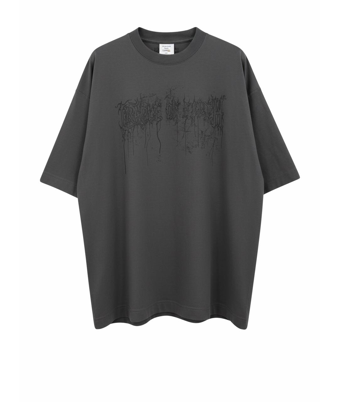 VETEMENTS Антрацитовая хлопковая футболка, фото 1