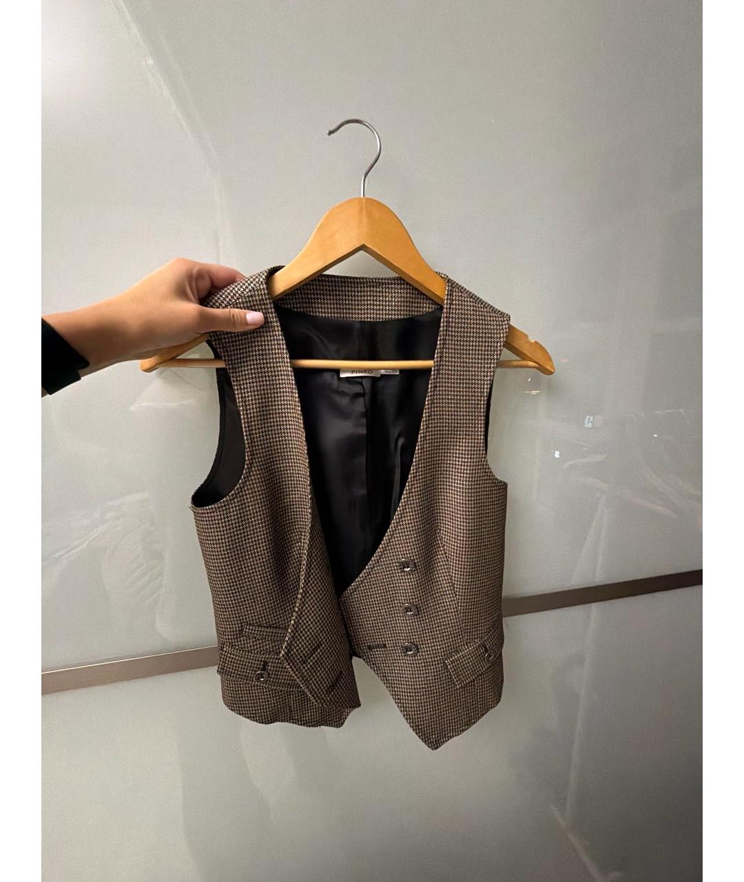 PINKO Коричневый шерстяной жилет, фото 5