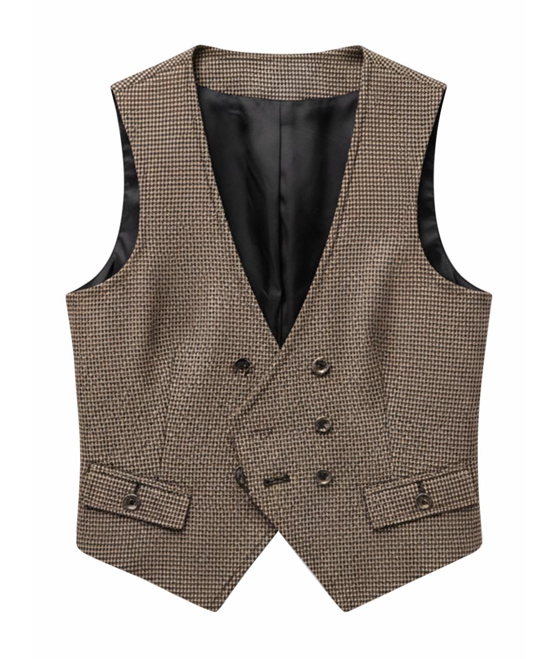 PINKO Коричневый шерстяной жилет, фото 1