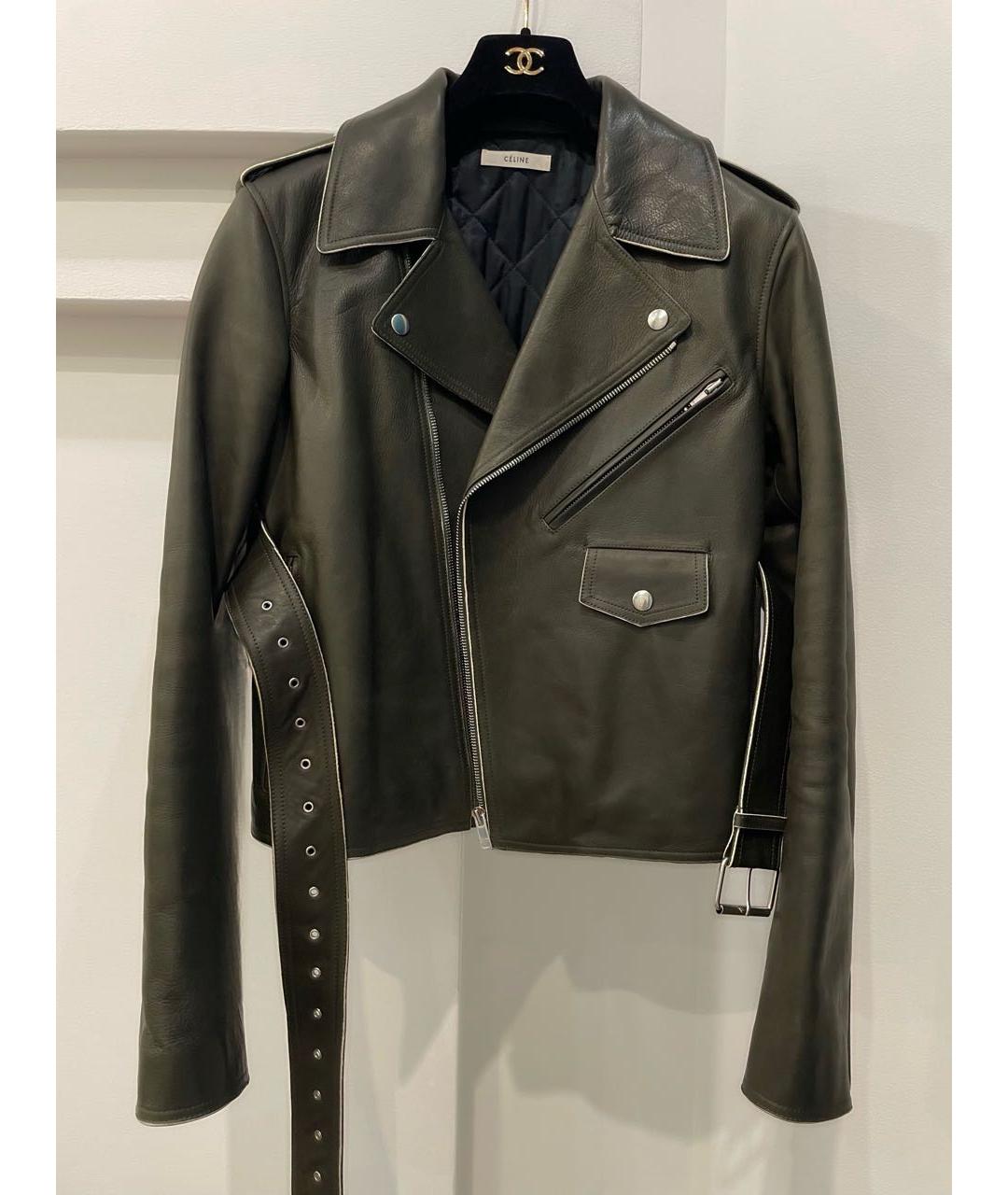 CELINE Хаки кожаная куртка, фото 4