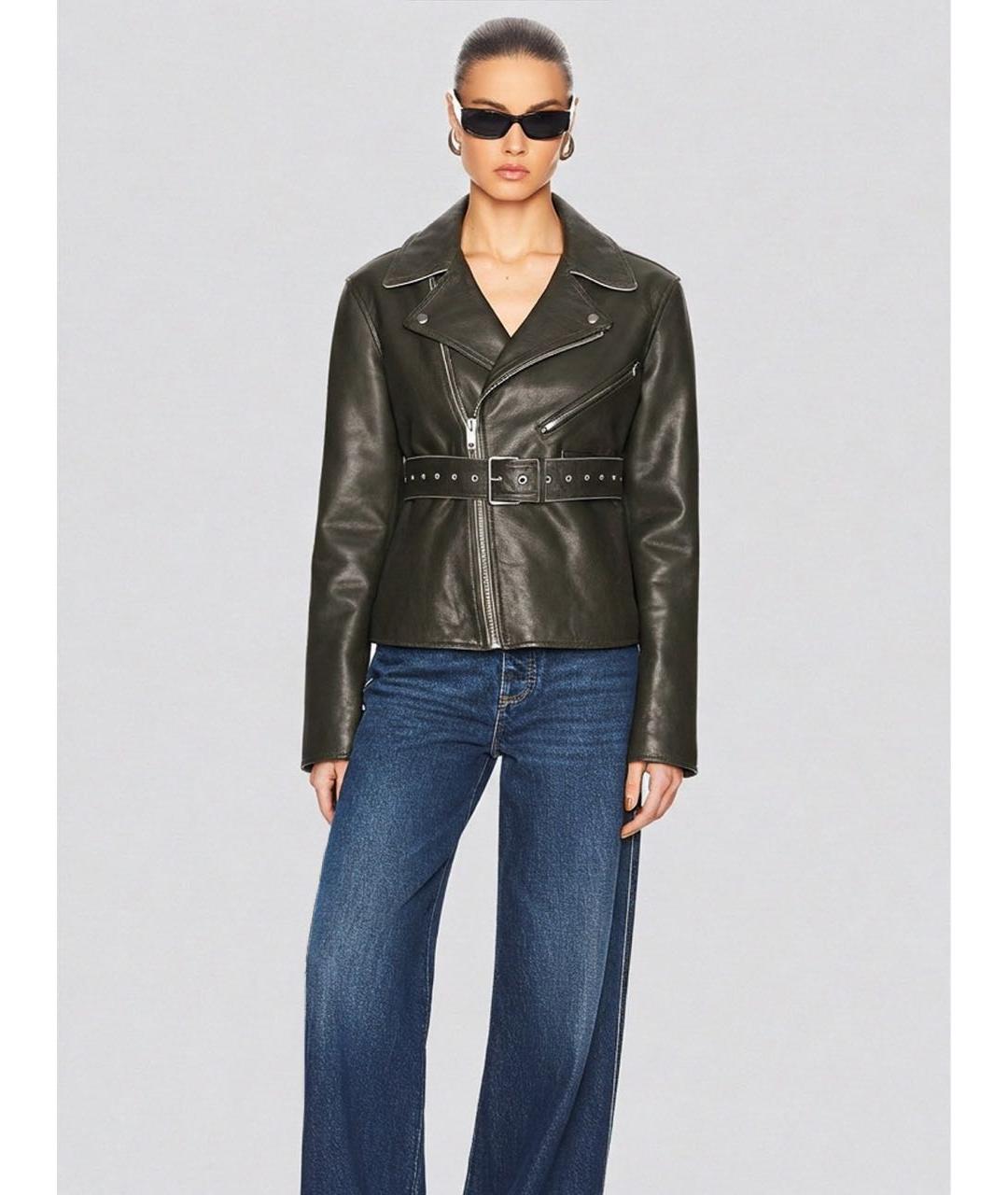 CELINE Хаки кожаная куртка, фото 3