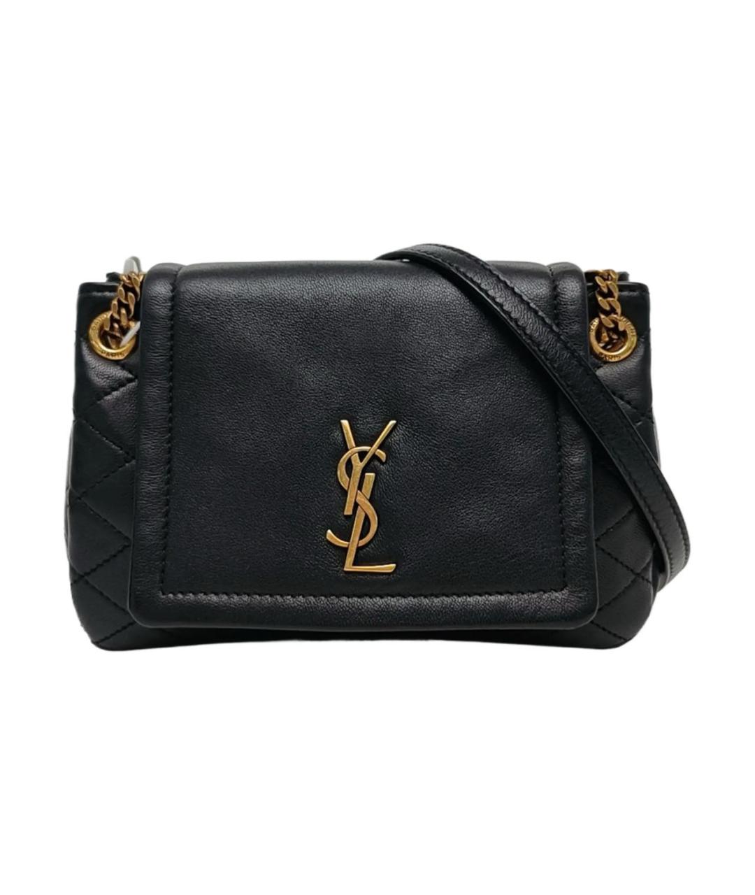 SAINT LAURENT Черная кожаная сумка через плечо, фото 1