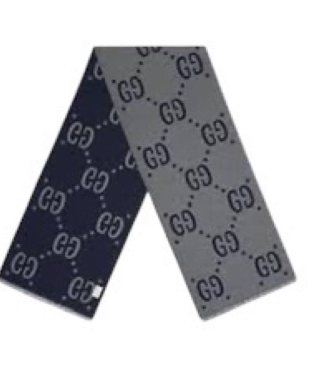 GUCCI Серый шерстяной шарф, фото 1