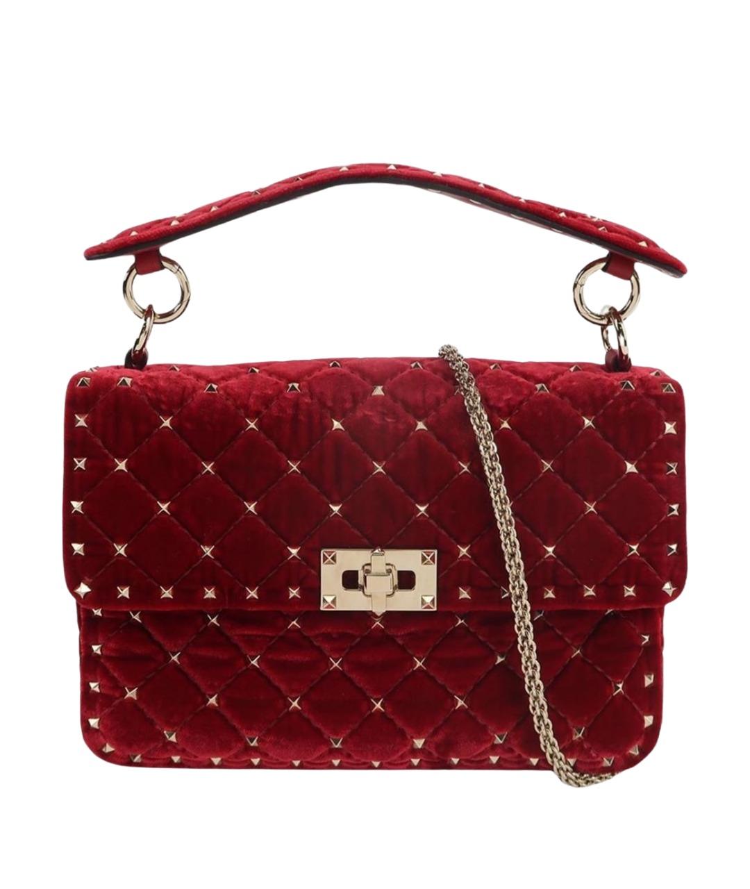 VALENTINO Красная бархатная сумка через плечо, фото 1