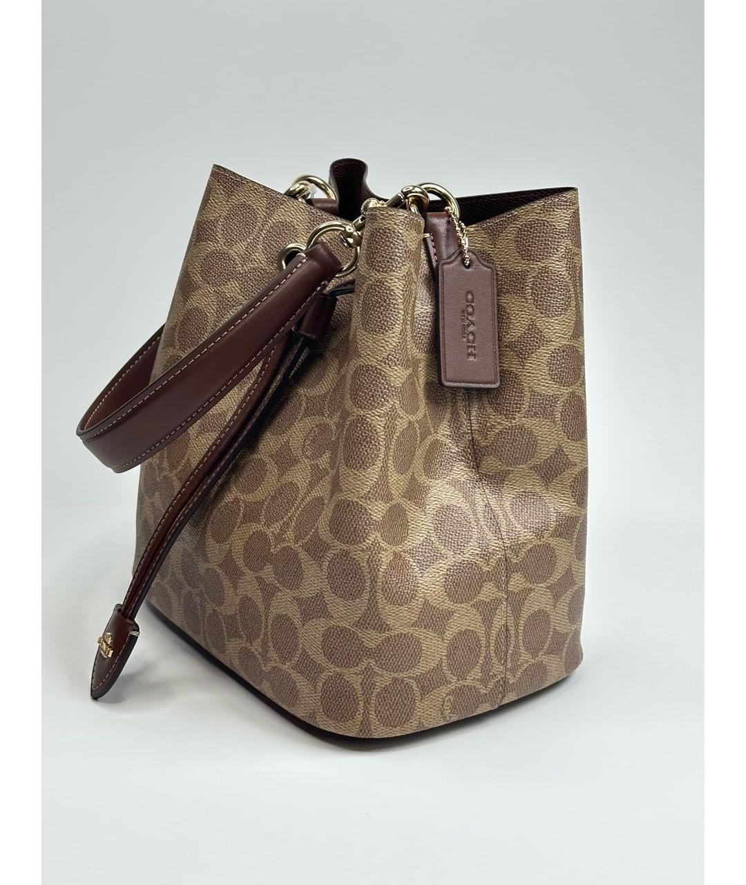 COACH Коричневая кожаная сумка через плечо, фото 2