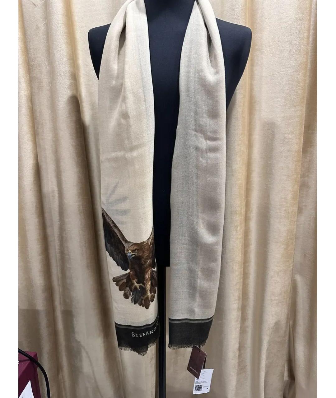 STEFANO RICCI Бежевый кашемировый шарф, фото 8