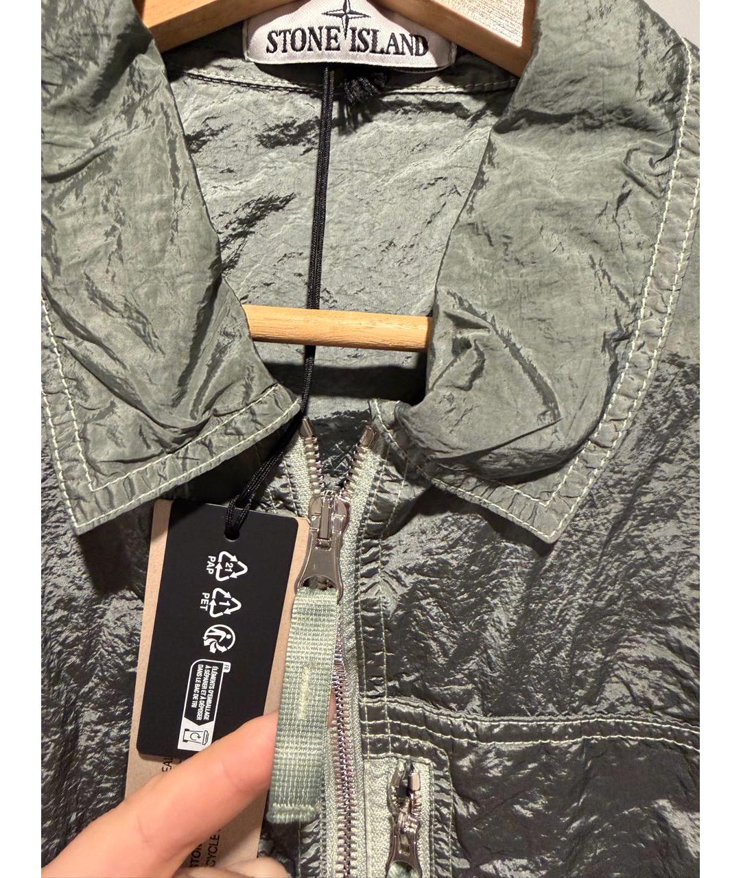 STONE ISLAND Зеленая полиамидовая куртка, фото 4