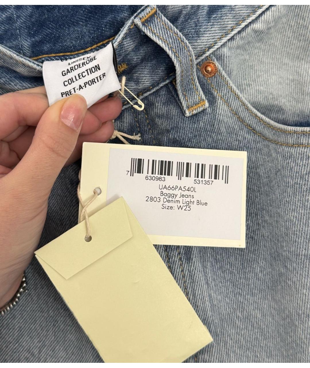 VETEMENTS Голубые хлопковые прямые джинсы, фото 4