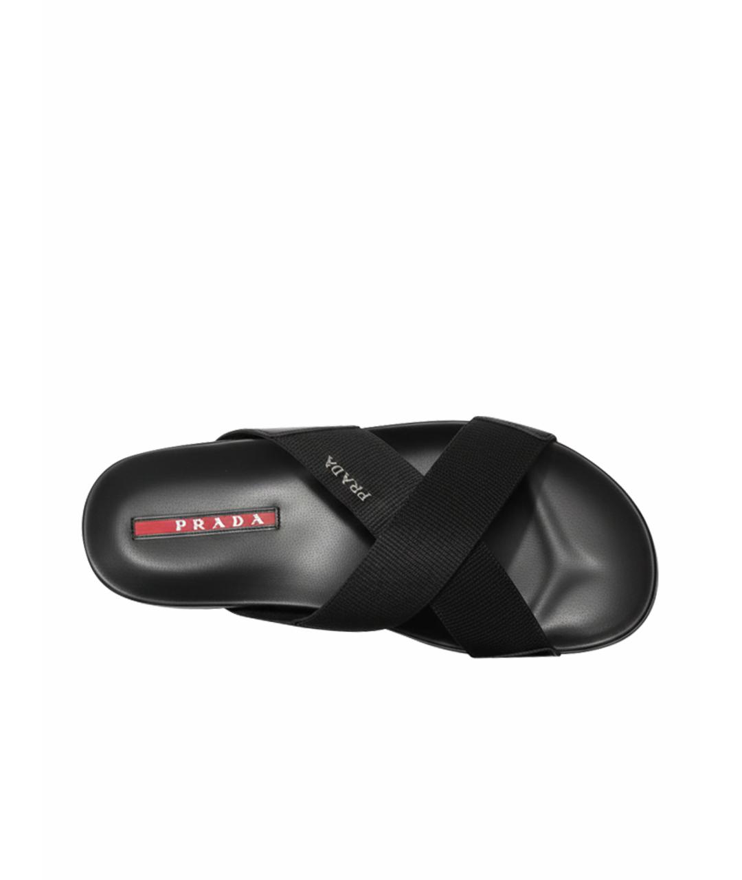 PRADA Черные текстильные шлепанцы, фото 1