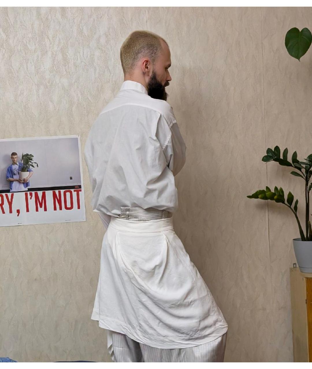 RICK OWENS Белая вискозная юбка мини, фото 7