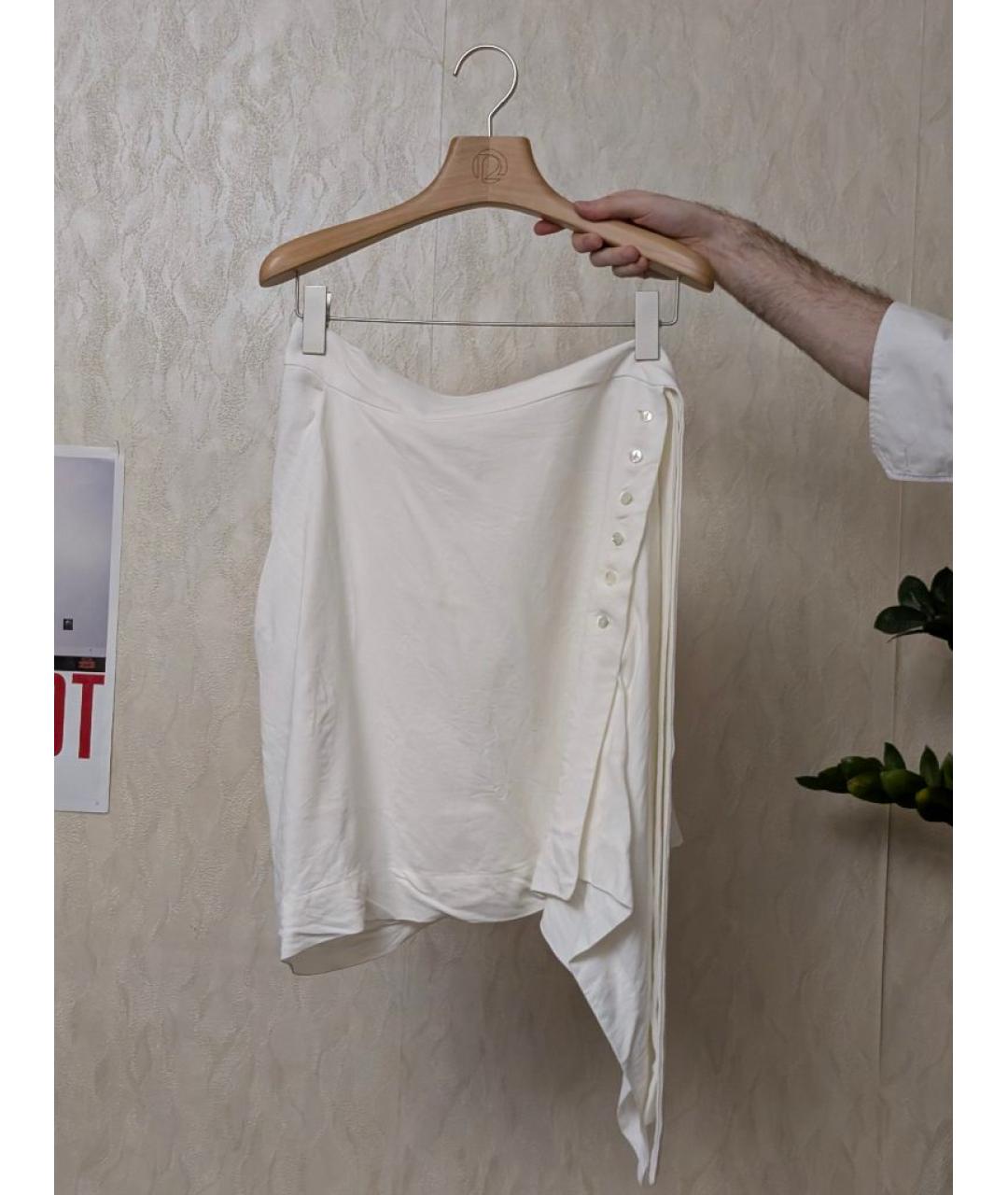 RICK OWENS Белая вискозная юбка мини, фото 9