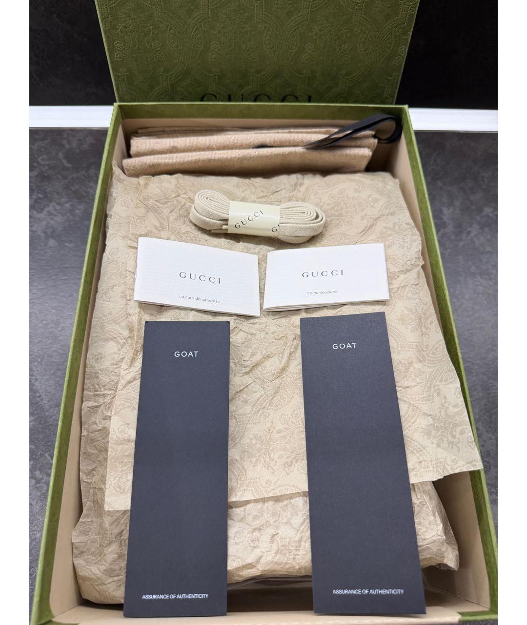 GUCCI Бежевые текстильные низкие кроссовки / кеды, фото 7