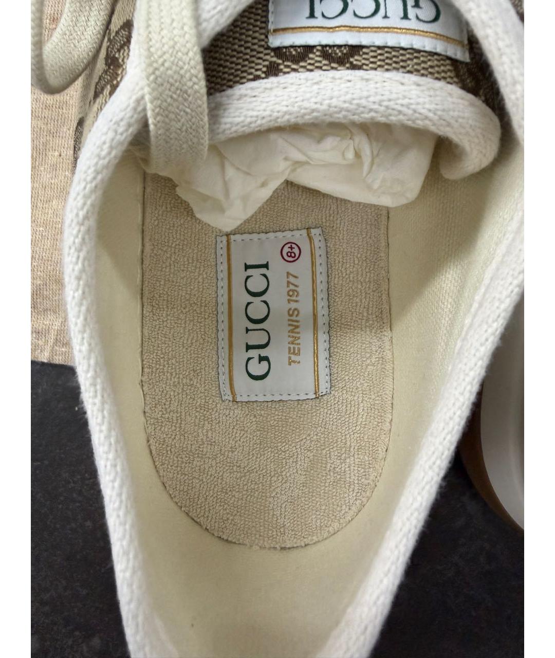 GUCCI Бежевые текстильные низкие кроссовки / кеды, фото 6
