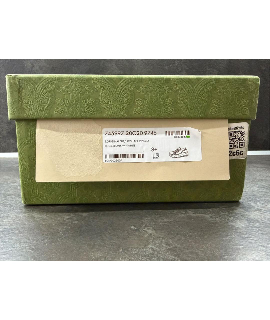 GUCCI Бежевые текстильные низкие кроссовки / кеды, фото 5