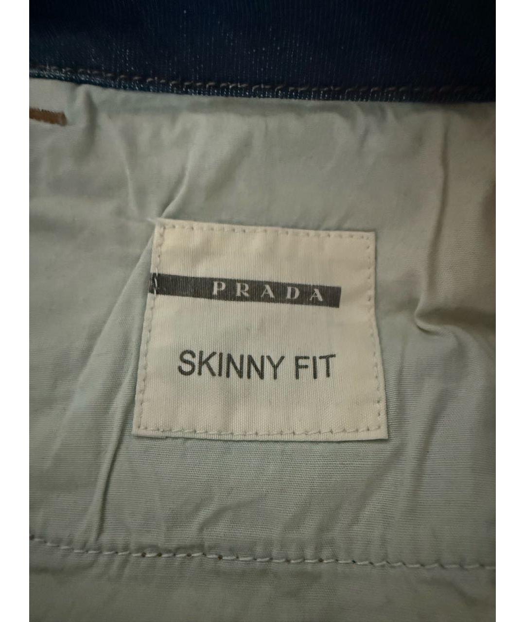 PRADA Синие хлопко-эластановые джинсы слим, фото 4