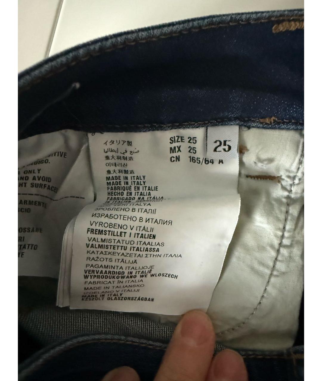 PRADA Синие хлопко-эластановые джинсы слим, фото 5