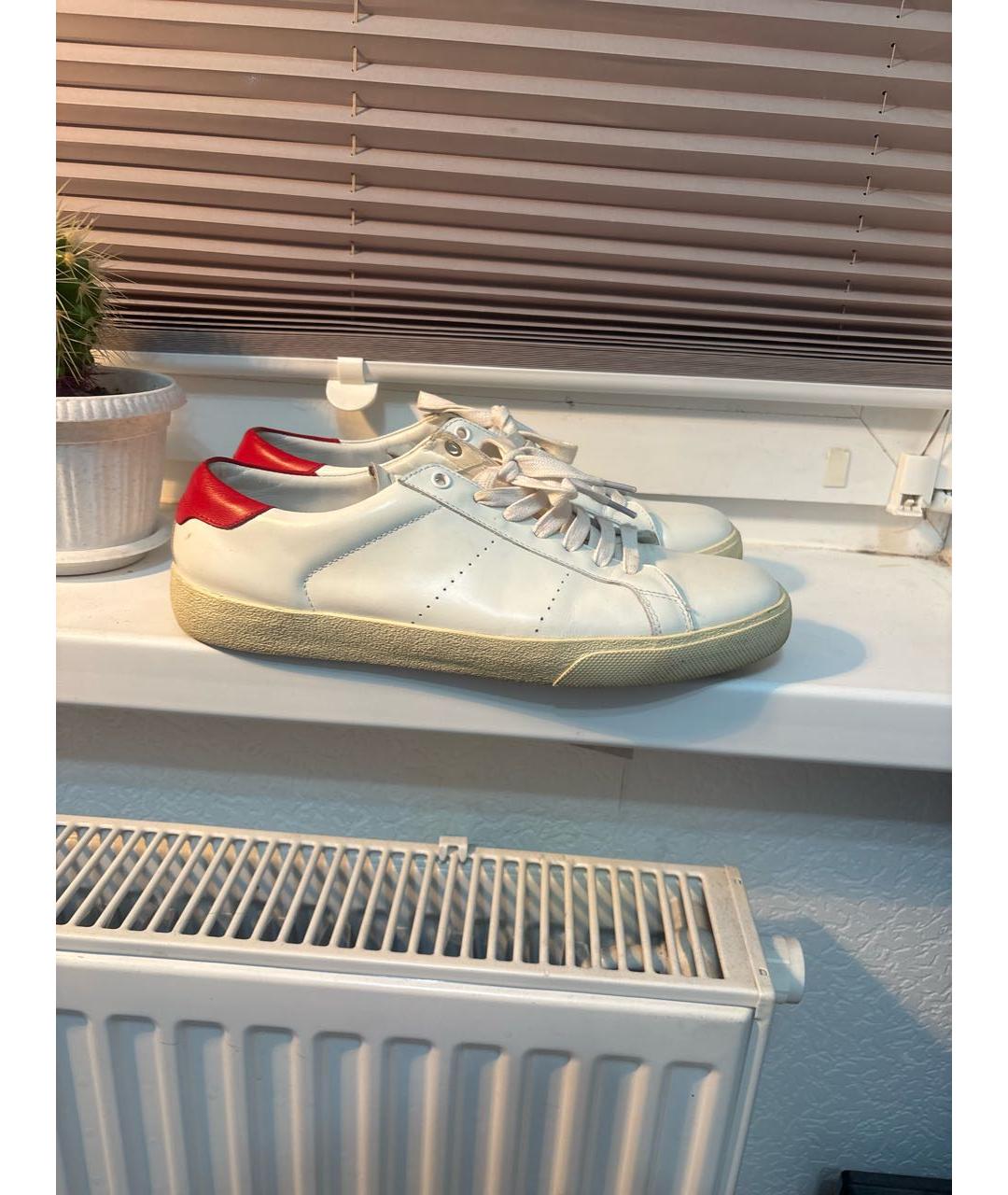 SAINT LAURENT Белые кожаные низкие кроссовки / кеды, фото 5