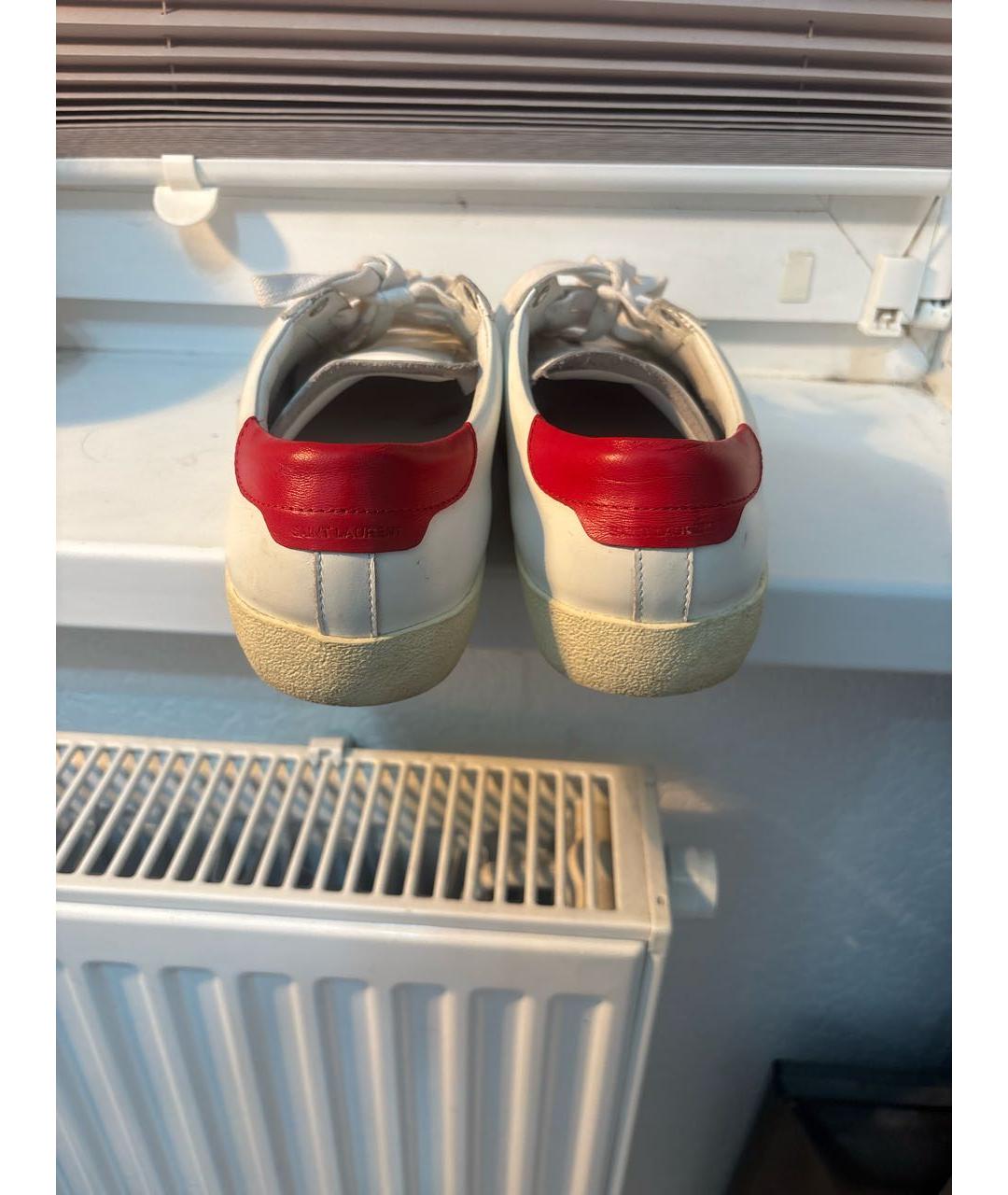 SAINT LAURENT Белые кожаные низкие кроссовки / кеды, фото 4