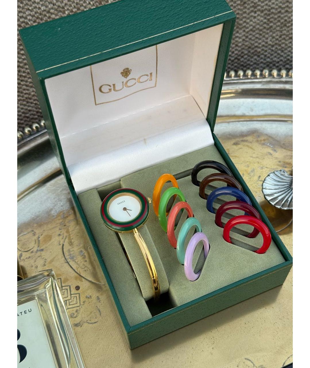 GUCCI Золотые пластиковые часы, фото 4