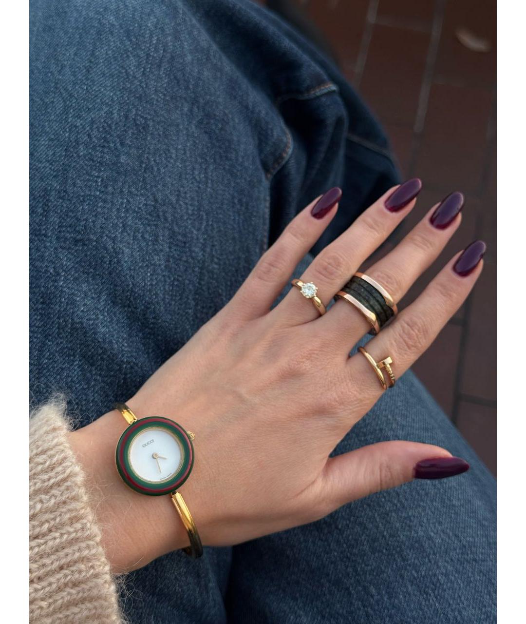 GUCCI Золотые пластиковые часы, фото 5