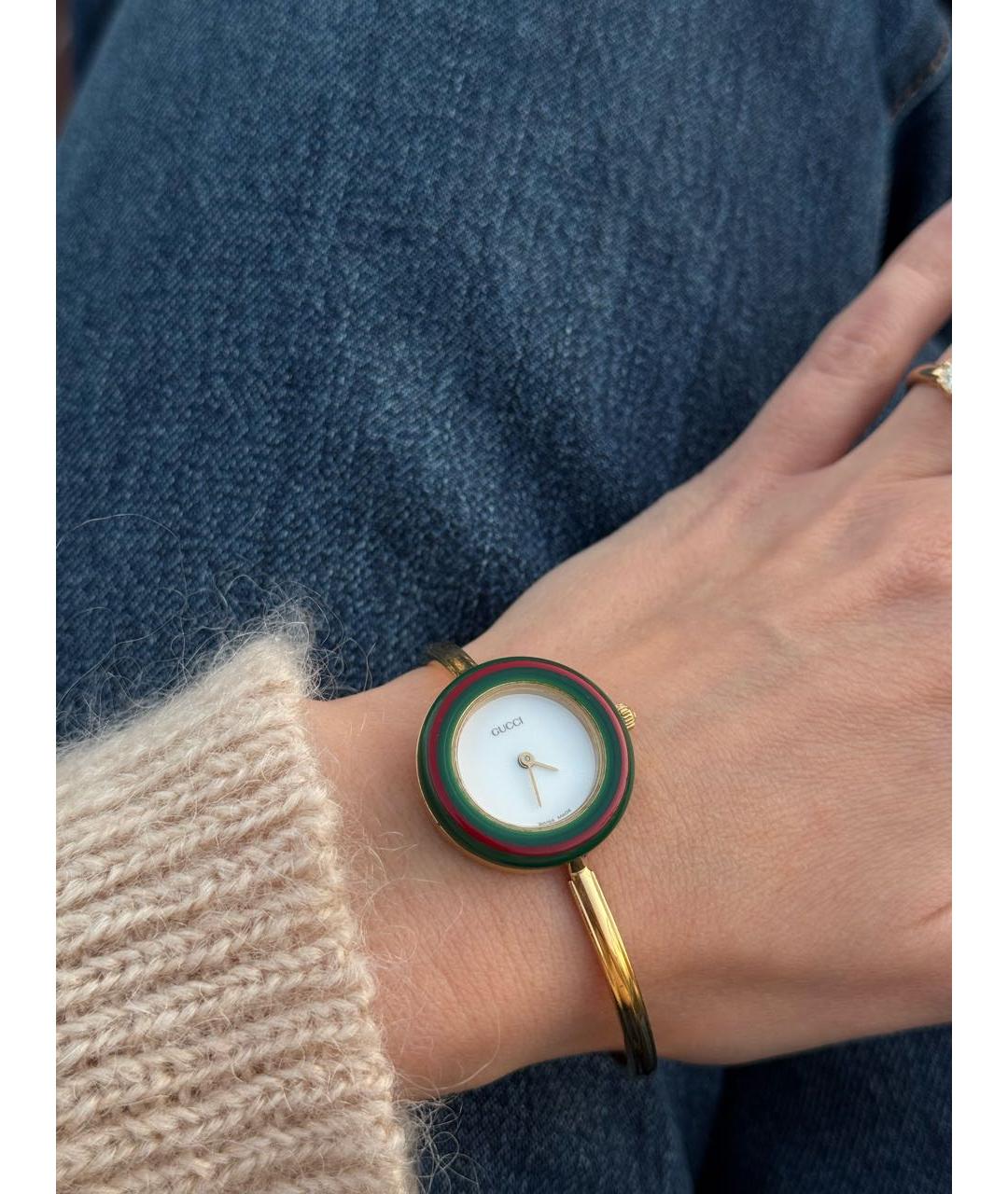 GUCCI Золотые пластиковые часы, фото 6