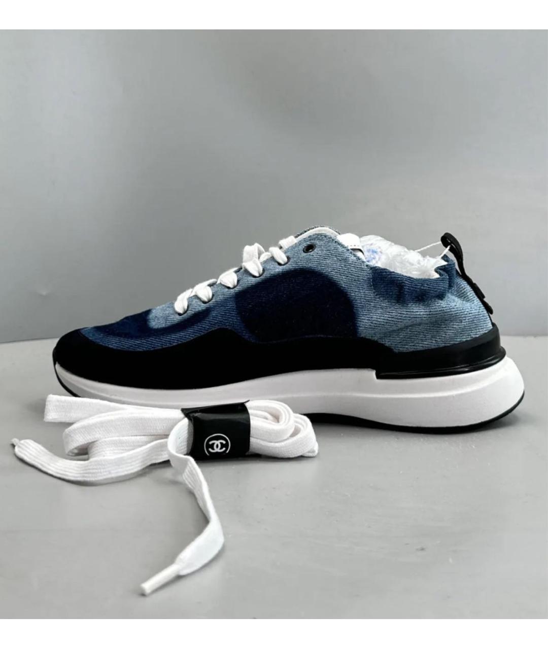 CHANEL Синие текстильные кроссовки, фото 5