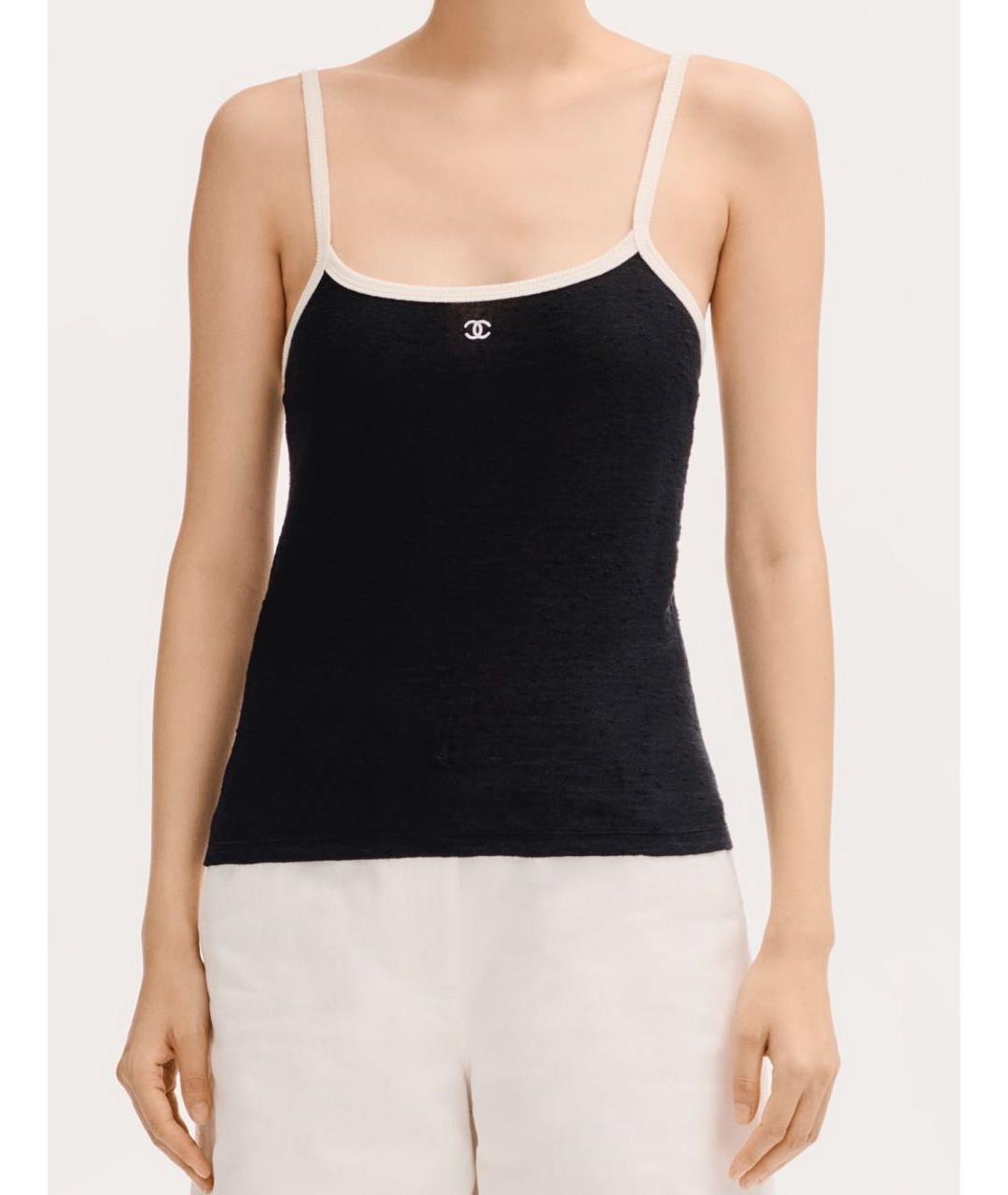 CHANEL Черная хлопковая майка, фото 4