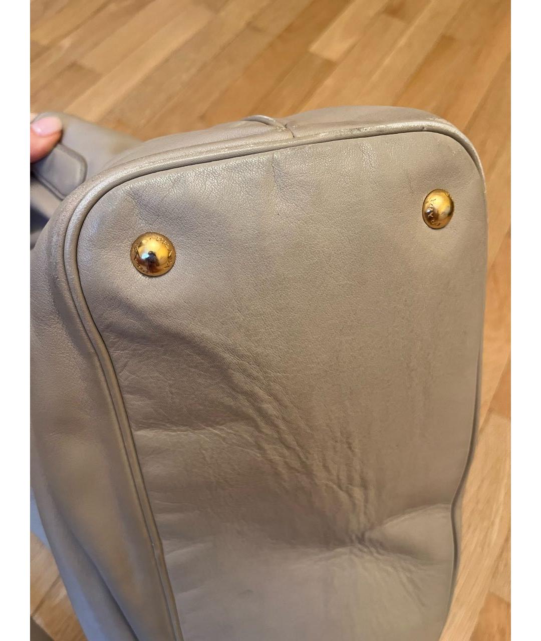 PRADA Бежевая кожаная сумка с короткими ручками, фото 8