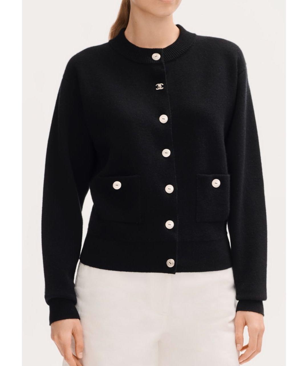 CHANEL Черный кашемировый кардиган, фото 4