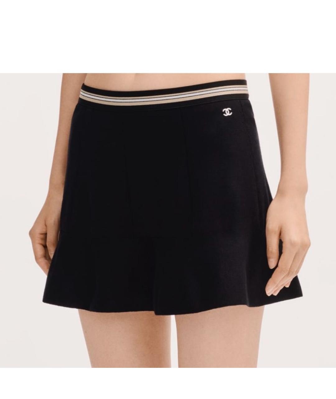 CHANEL Черная кашемировая юбка мини, фото 4