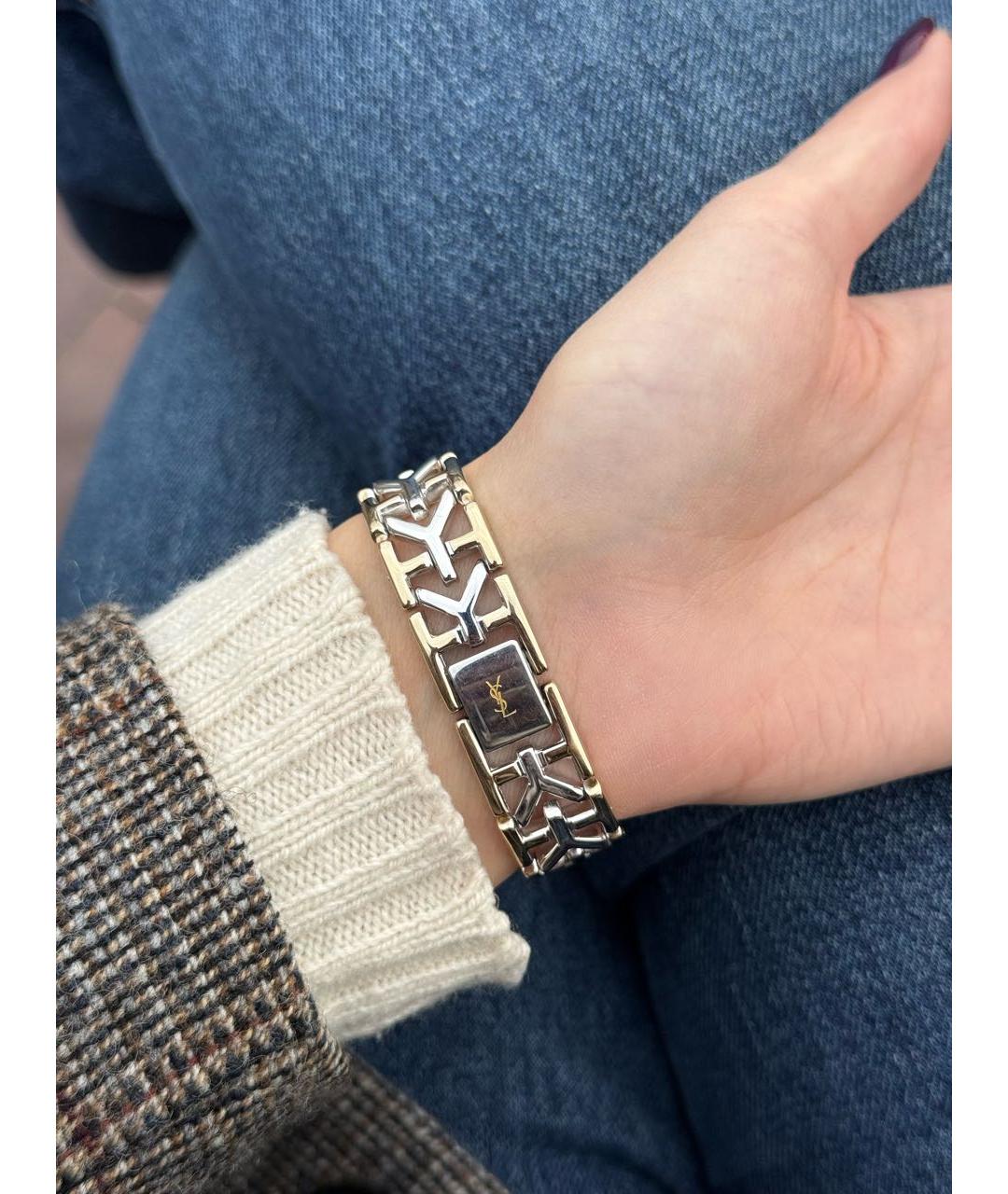 SAINT LAURENT Серебряные позолоченные часы, фото 3