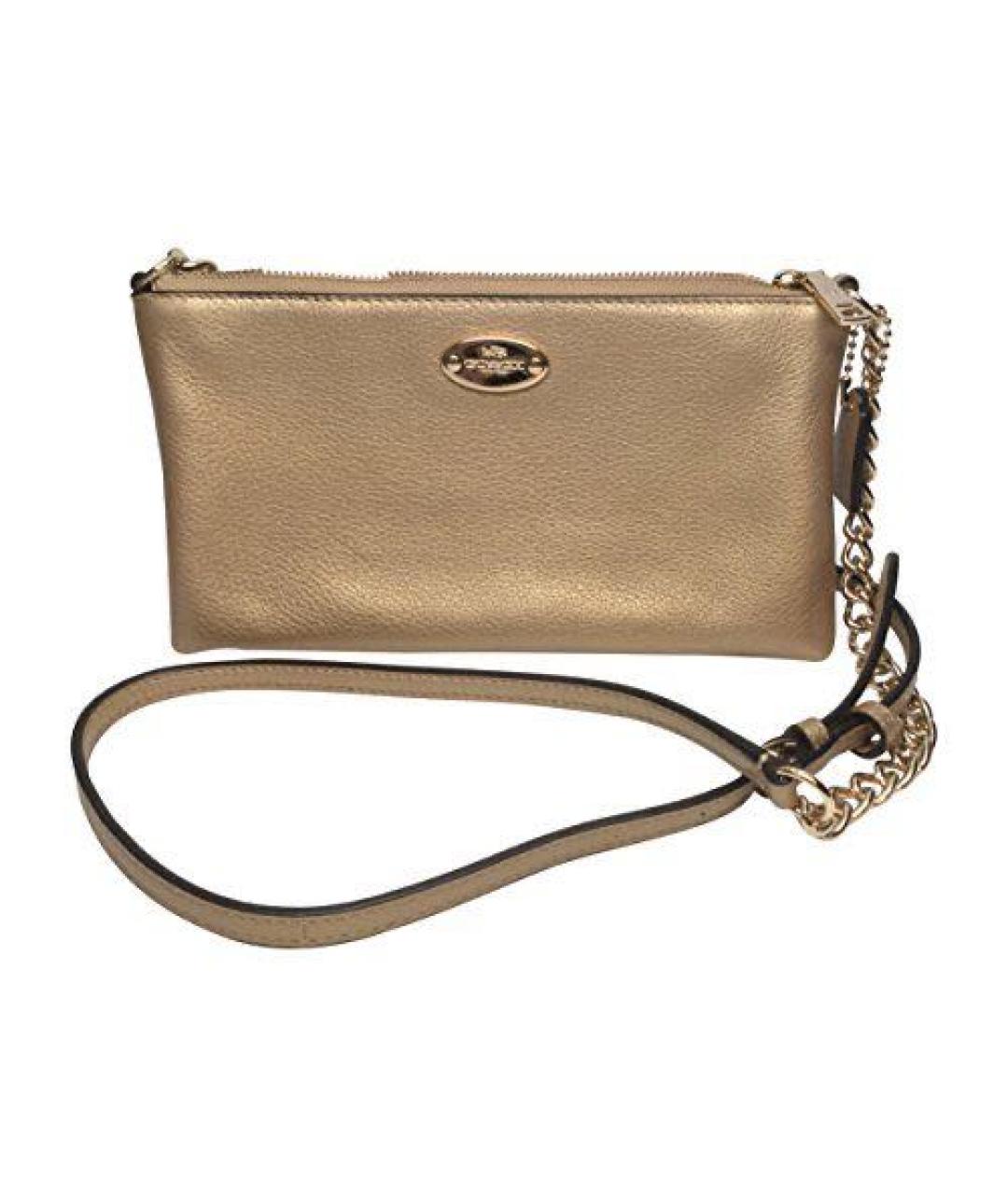 COACH Золотая кожаная сумка через плечо, фото 9