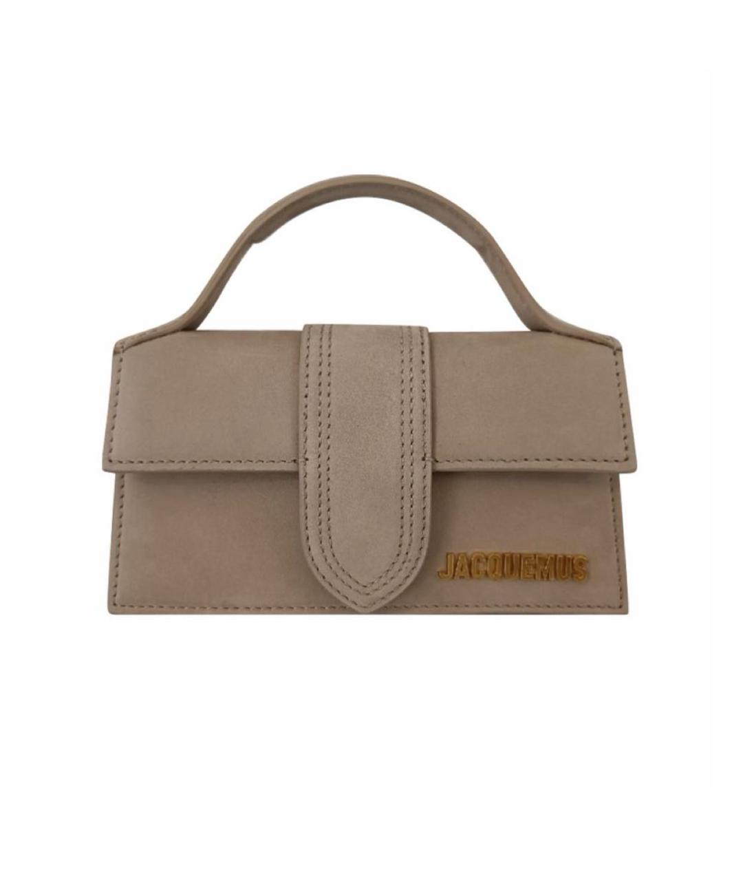 JACQUEMUS Бежевая замшевая сумка с короткими ручками, фото 1