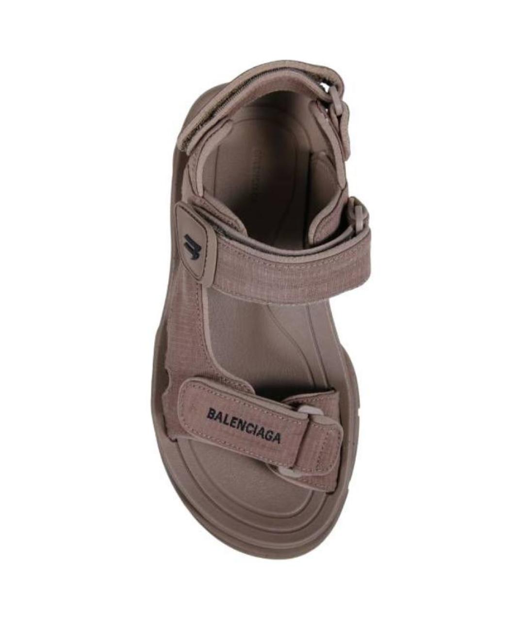 BALENCIAGA Коричневые текстильные сандалии, фото 5