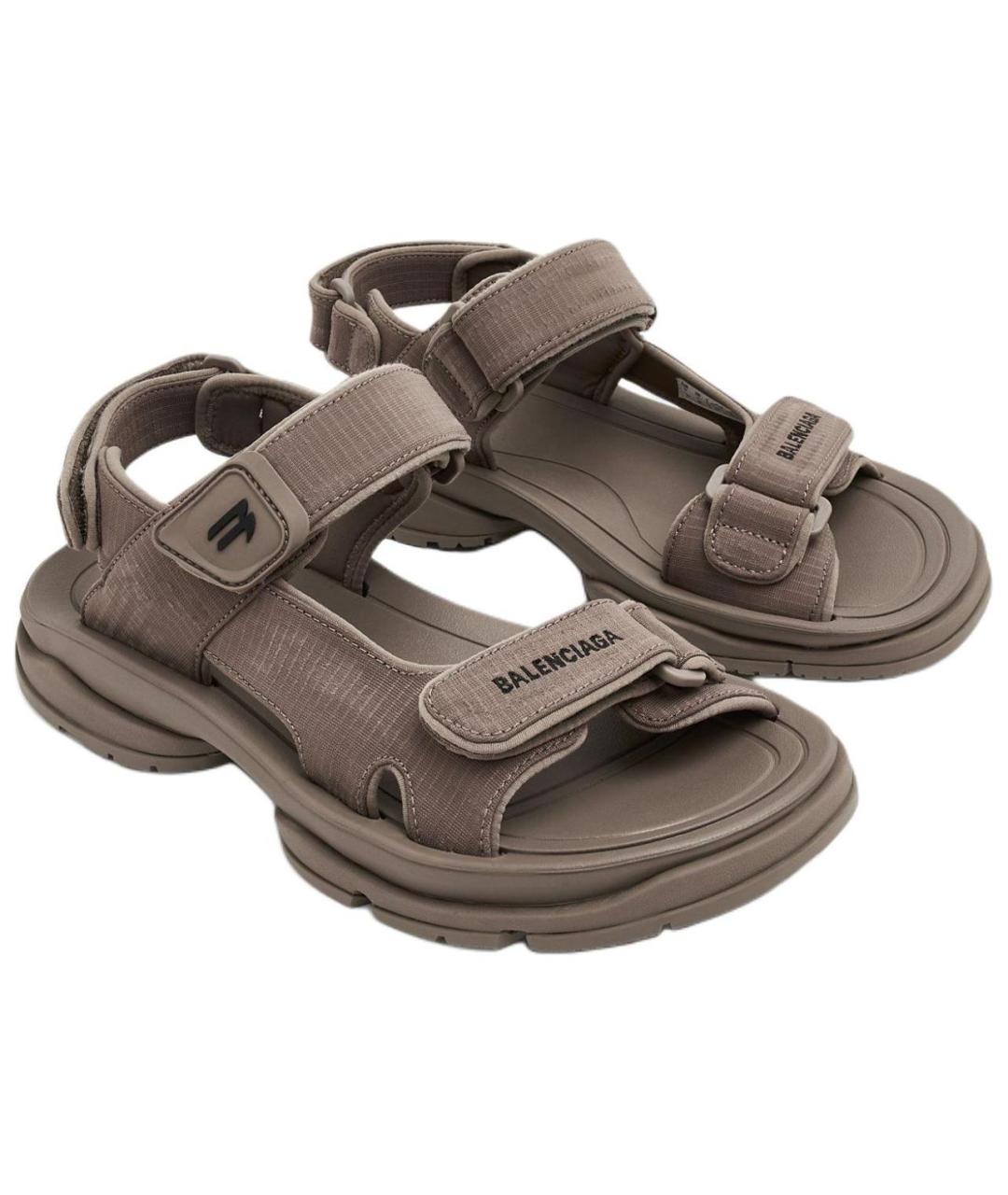 BALENCIAGA Коричневые текстильные сандалии, фото 3