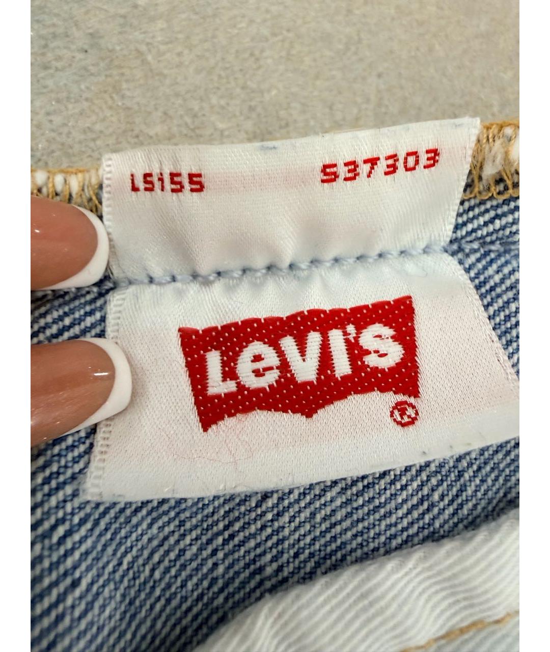 LEVI'S Голубые хлопковые прямые джинсы, фото 6