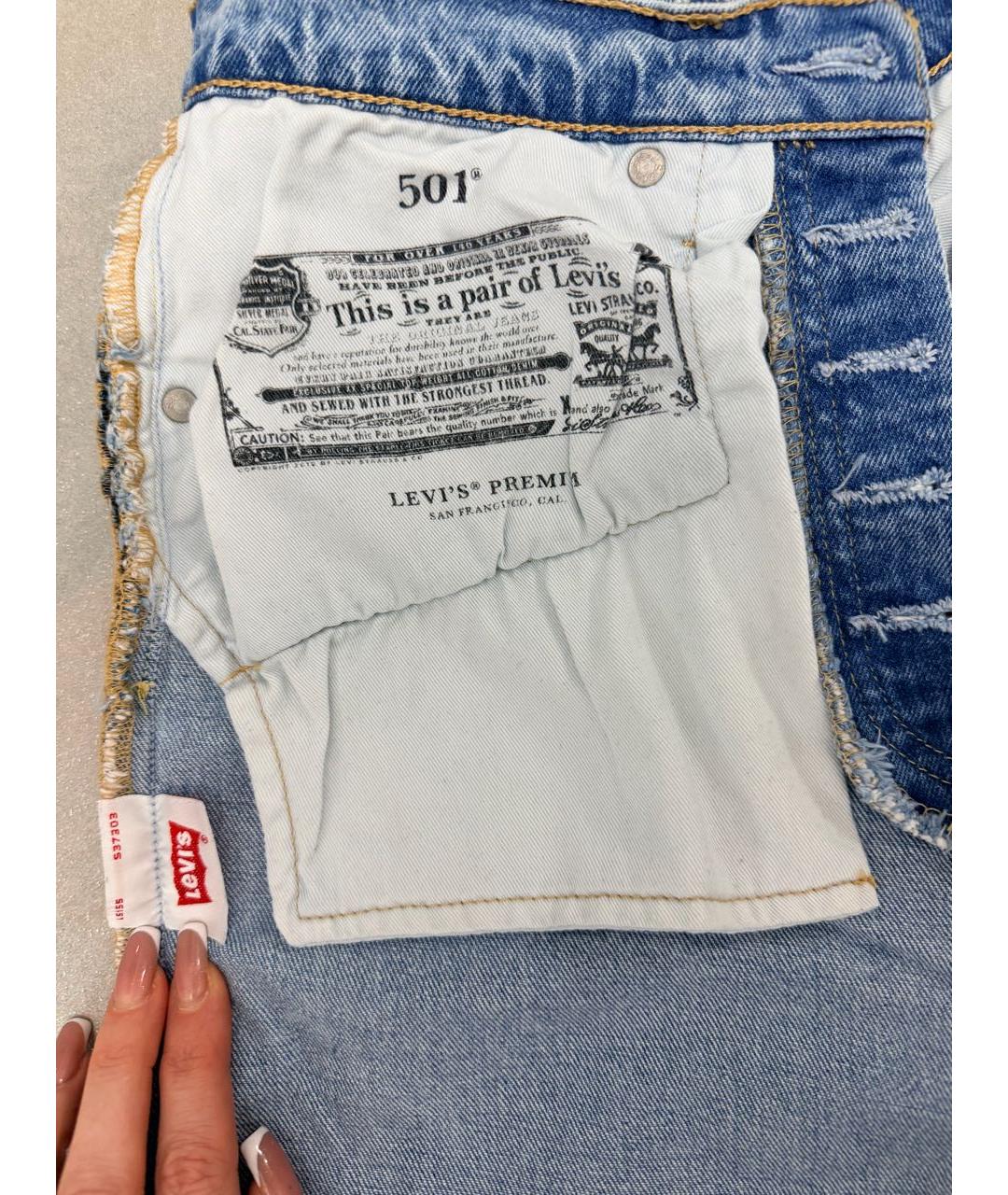 LEVI'S Голубые хлопковые прямые джинсы, фото 4