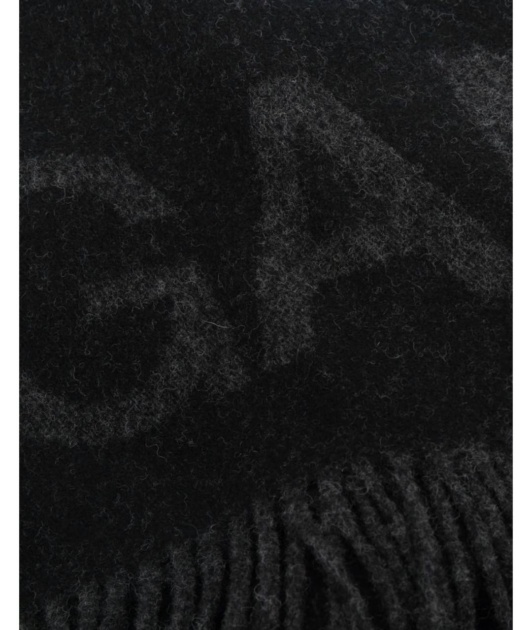 GANNI Черный шерстяной шарф, фото 3