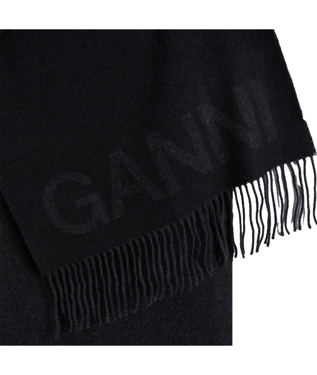 GANNI Черный шерстяной шарф, фото 4