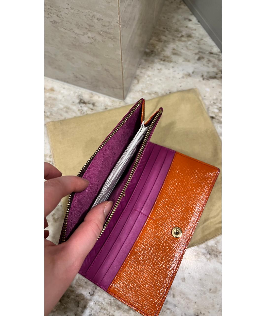 BURBERRY Оранжевый кожаный кошелек, фото 5