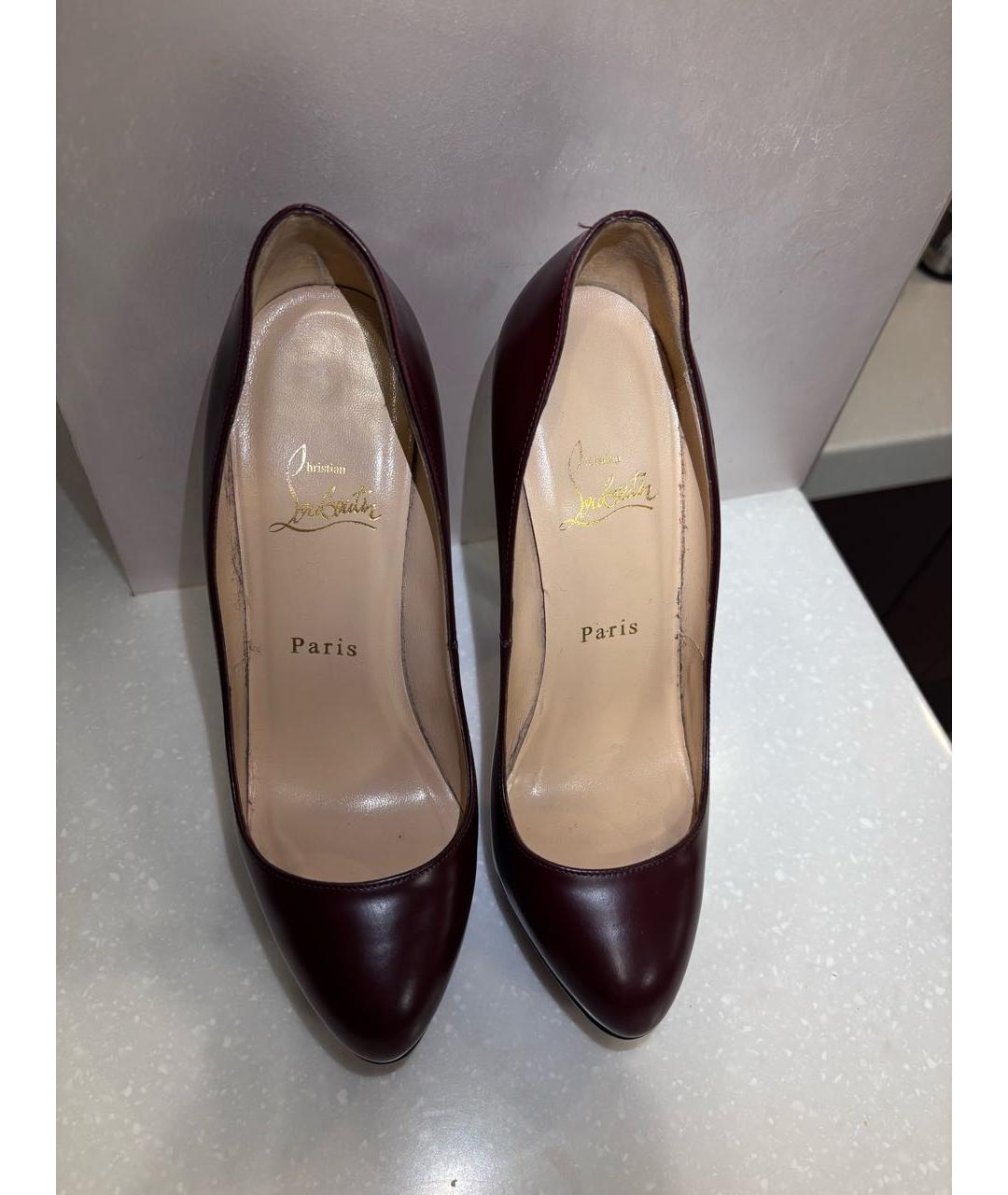 CHRISTIAN LOUBOUTIN Бордовые кожаные туфли, фото 4