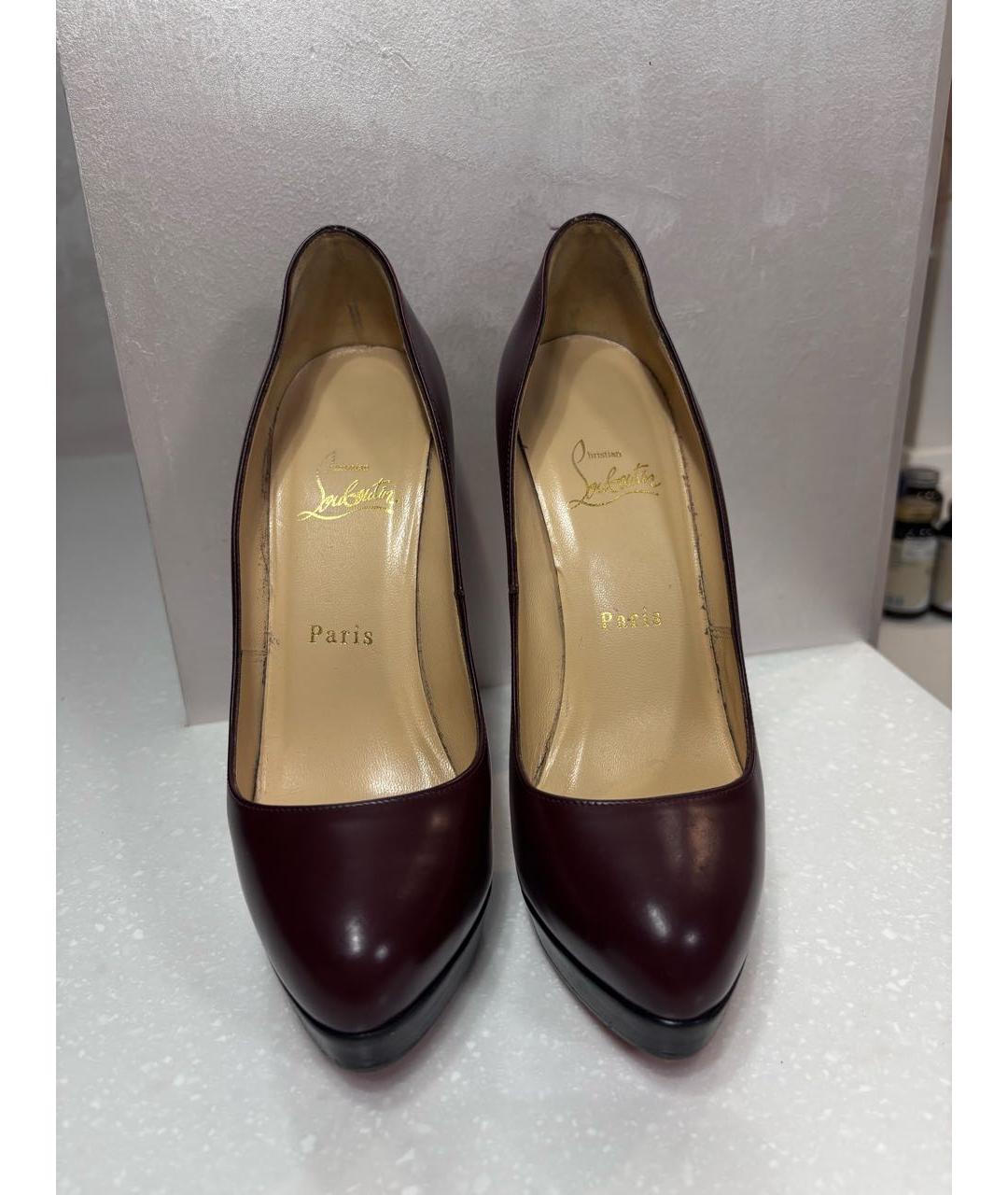 CHRISTIAN LOUBOUTIN Бордовые кожаные туфли, фото 3