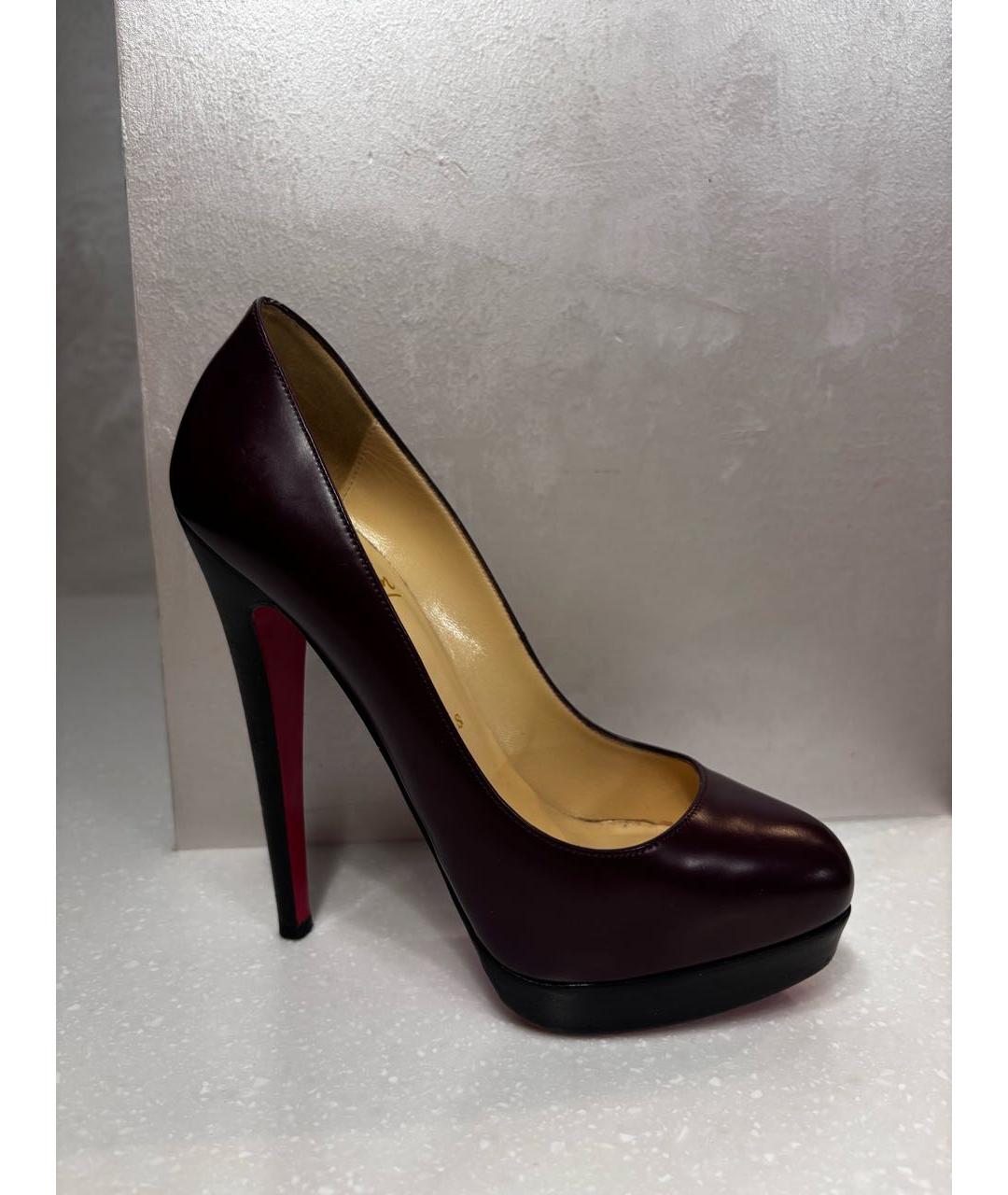 CHRISTIAN LOUBOUTIN Бордовые кожаные туфли, фото 2