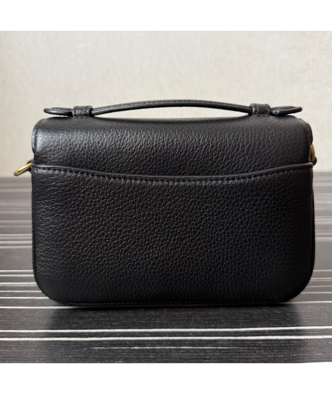 COACH Черная кожаная сумка с короткими ручками, фото 3